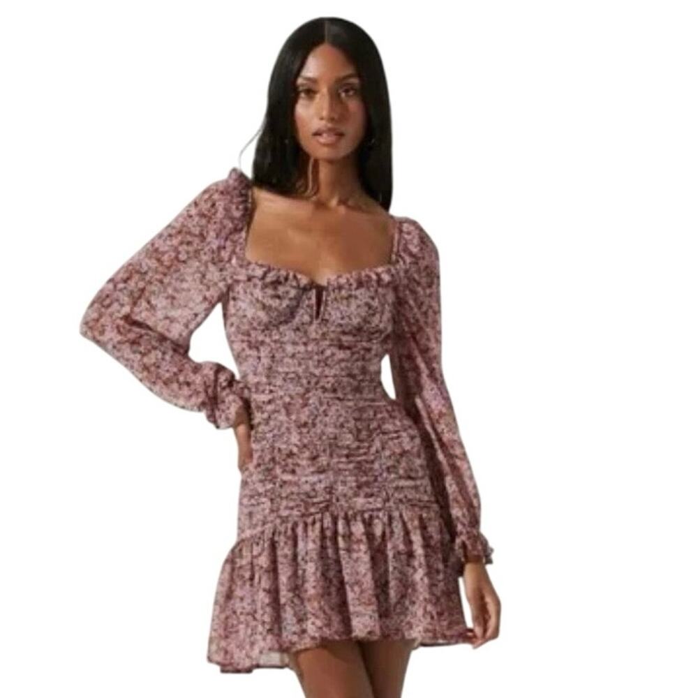ASTR THE LABEL Carmella Floral Ruched Ruffled Dress